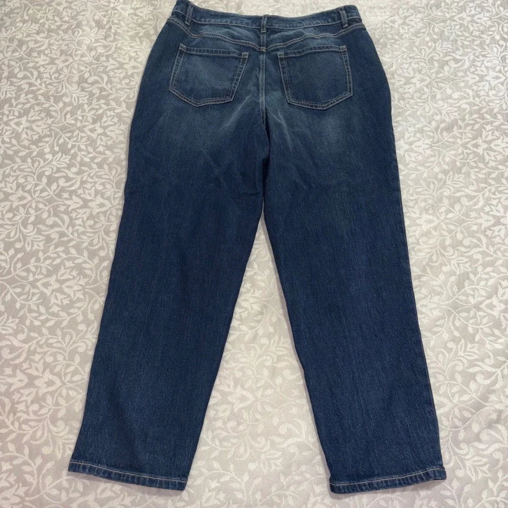 Lane Bryant Size 14 Dark Wash Straight Leg High Rise Stretch Denim Jeans (F5) - Picture 3 of 10